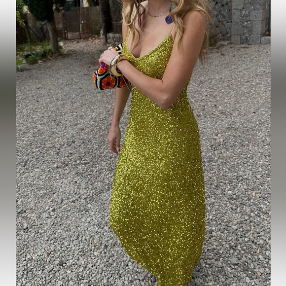 Never Fully Dressed Green Sequence Dress size 6 - Picture 7 of 8